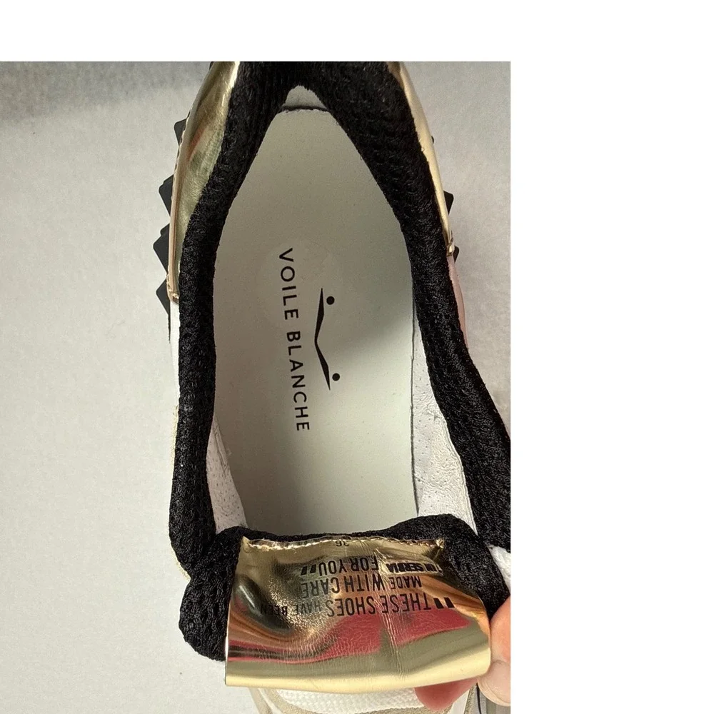 Voile Blanche Womens Metallic Gold Mesh Platform Sneakers Trainers Size 38